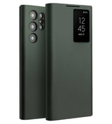 Активен Кожен Калъф за Samsung S24 Ultra, Qialino Smart View Book Case, Зелен