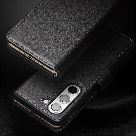 Кожен Калъф за Samsung Z Fold 5, Qialino Leather Book Case, Черен (6)