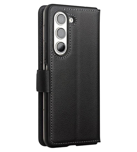 Кожен Калъф за Samsung Z Fold 5, Qialino Leather Book Case, Черен (4)