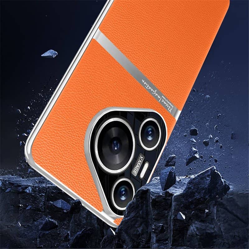 Кожен Калъф за Huawei Pura 70 Pro, GKK Leather Case, Оранжев (9)