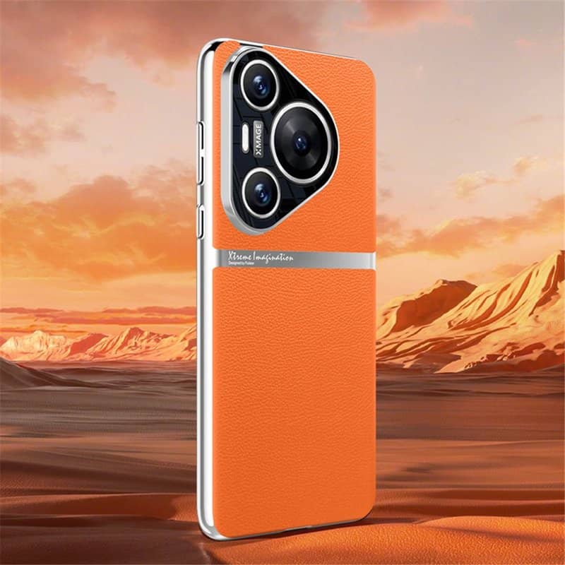 Кожен Калъф за Huawei Pura 70 Pro, GKK Leather Case, Оранжев (5)