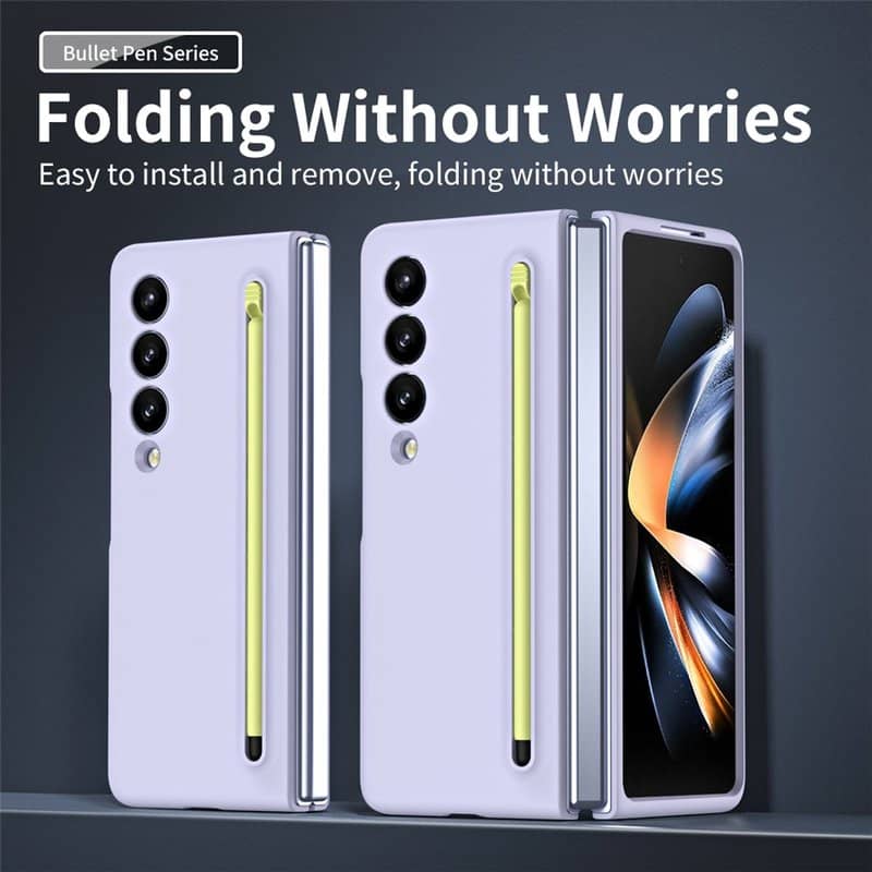 Калъф за Samsung Z Fold 3, GKK Stylus Hard Case, Лилав (6)