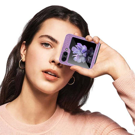 Калъф с Изящна Декорация за Samsung Z Flip 5, Bling Case, Лилав (9)