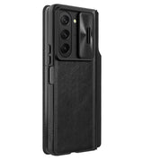 Калъф с S Pen Поставка за Samsung Z Fold 5, Nillkin Qin Pro Leather Case, Черен (9)