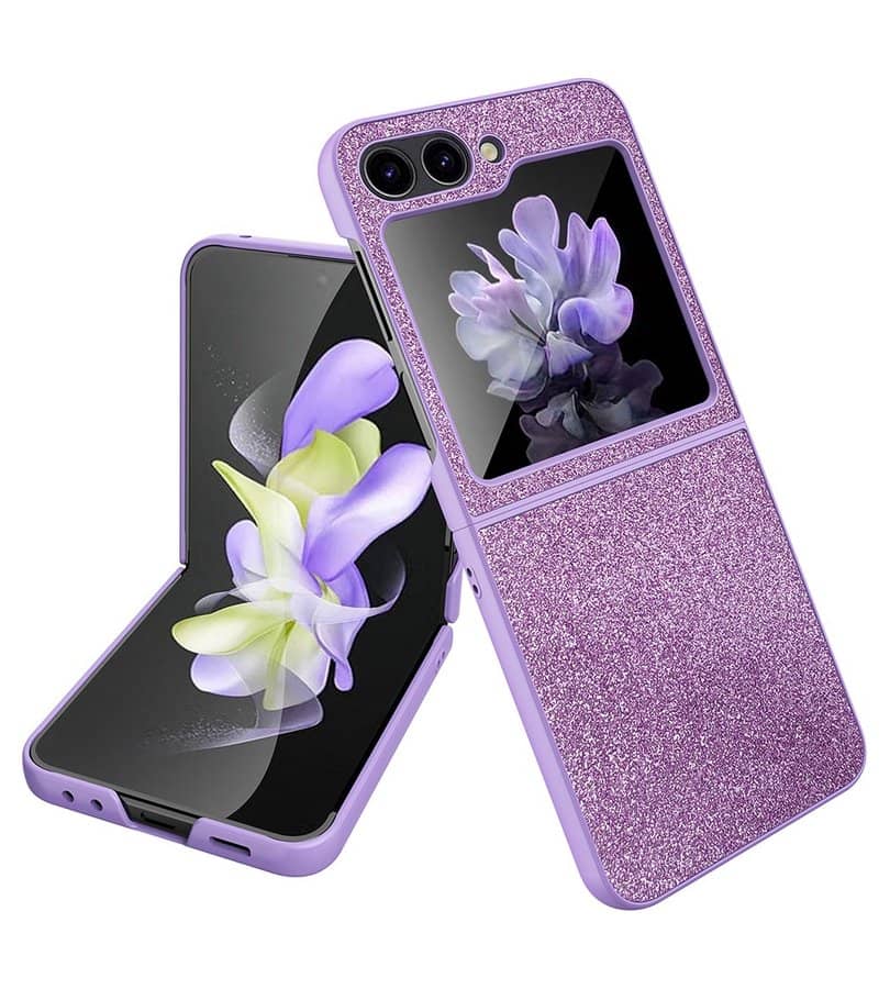 Калъф с Изящна Декорация за Samsung Z Flip 5, Bling Case, Лилав (2)