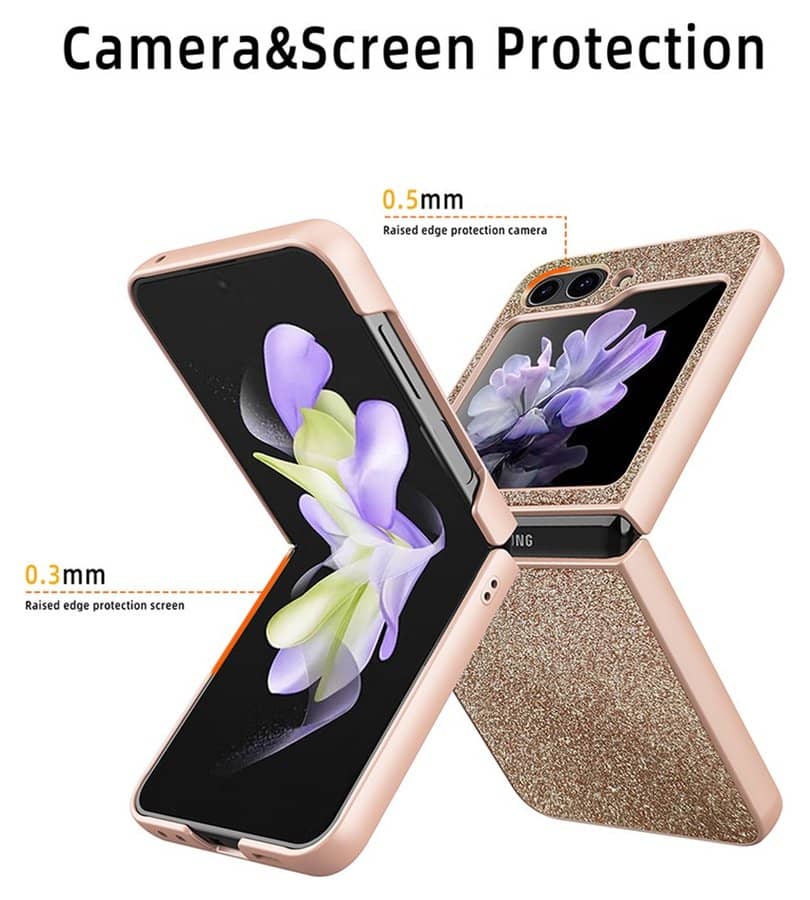 Калъф с Изящна Декорация за Samsung Z Flip 5, Bling Case, Лилав (5)