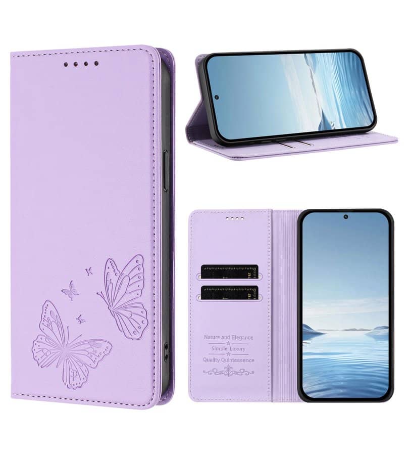 Кожен Kалъф с Джобове за Xiaomi 17T Pro, GKK RFID Wallet Book Case, Лилав (10)