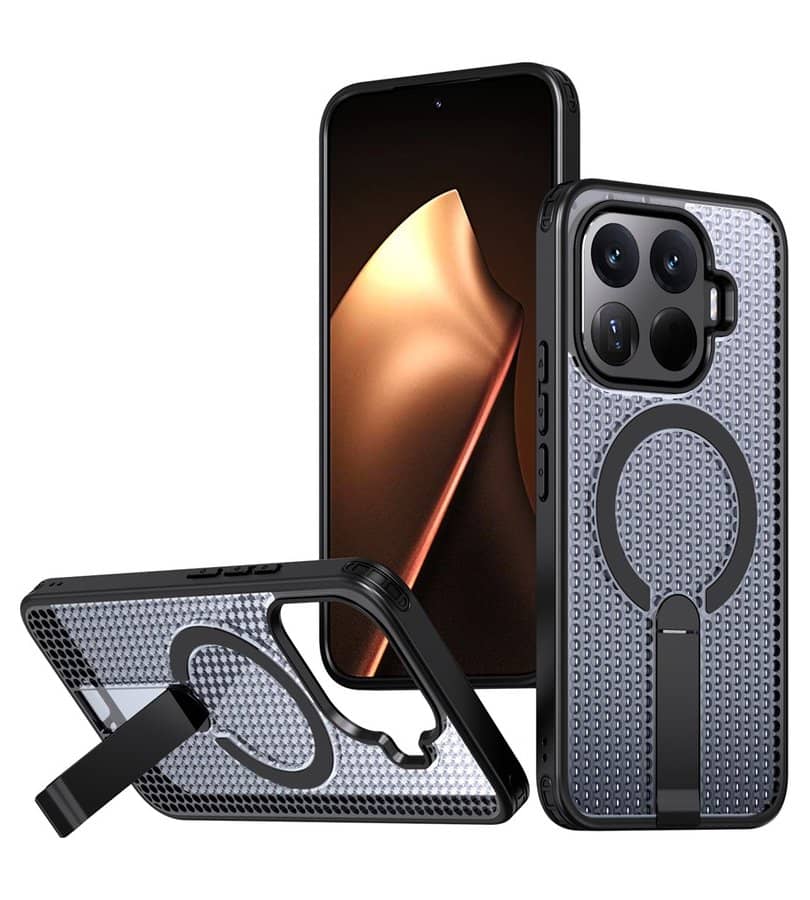 Magsafe Калъф за Xiaomi 17T Pro, GKK Kickstand Magnetic Vent Case, Черен