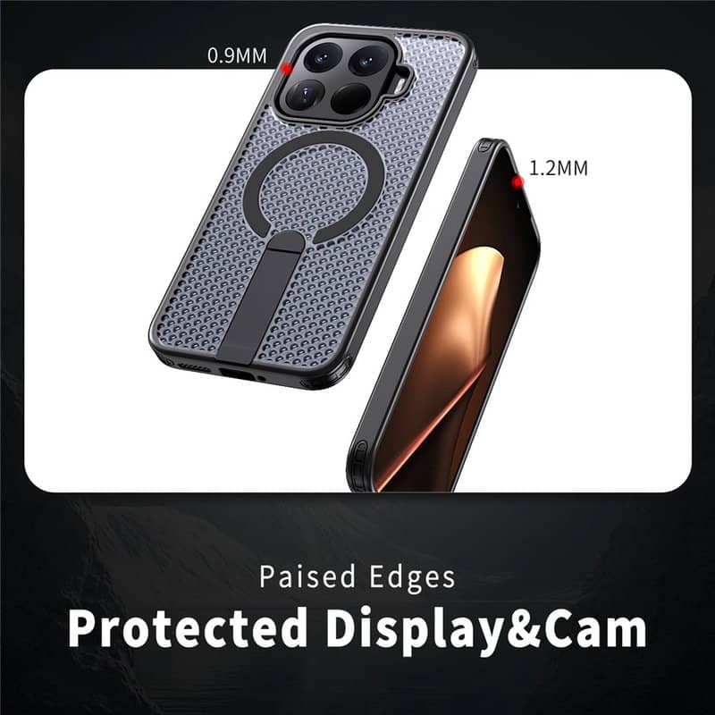 Magsafe Калъф за Xiaomi 17T Pro, GKK Kickstand Magnetic Vent Case, Черен (4)