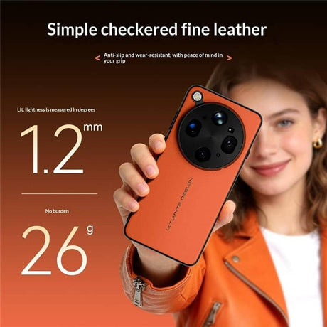 Magsafe Kалъф за Oppo Find X9 Ultra, GKK Leather Texture Case, Оранжев (4)
