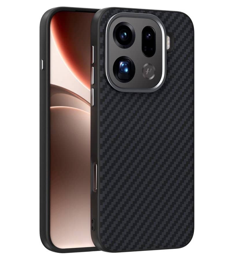 Magsafe Kалъф за Oppo Find X9 Pro, GKK Carbon Desigh Case, Черен