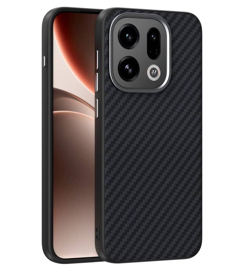 Magsafe калъф за Oppo Find X9, GKK Carbon Desigh Case, Черен