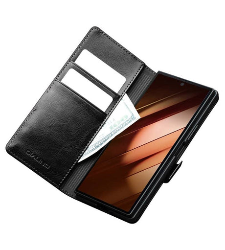 Кожен Калъф за Samsung Z Fold 7, Qialino Book Case, Черен (7)