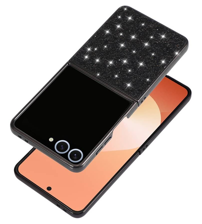 Калъф с Блестяща Декорация за Samsung Z Flip 7, Glitter Case, Златист (3)
