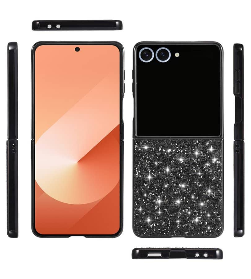 Калъф с Блестяща Декорация за Samsung Z Flip 7, Glitter Case, Златист (7)