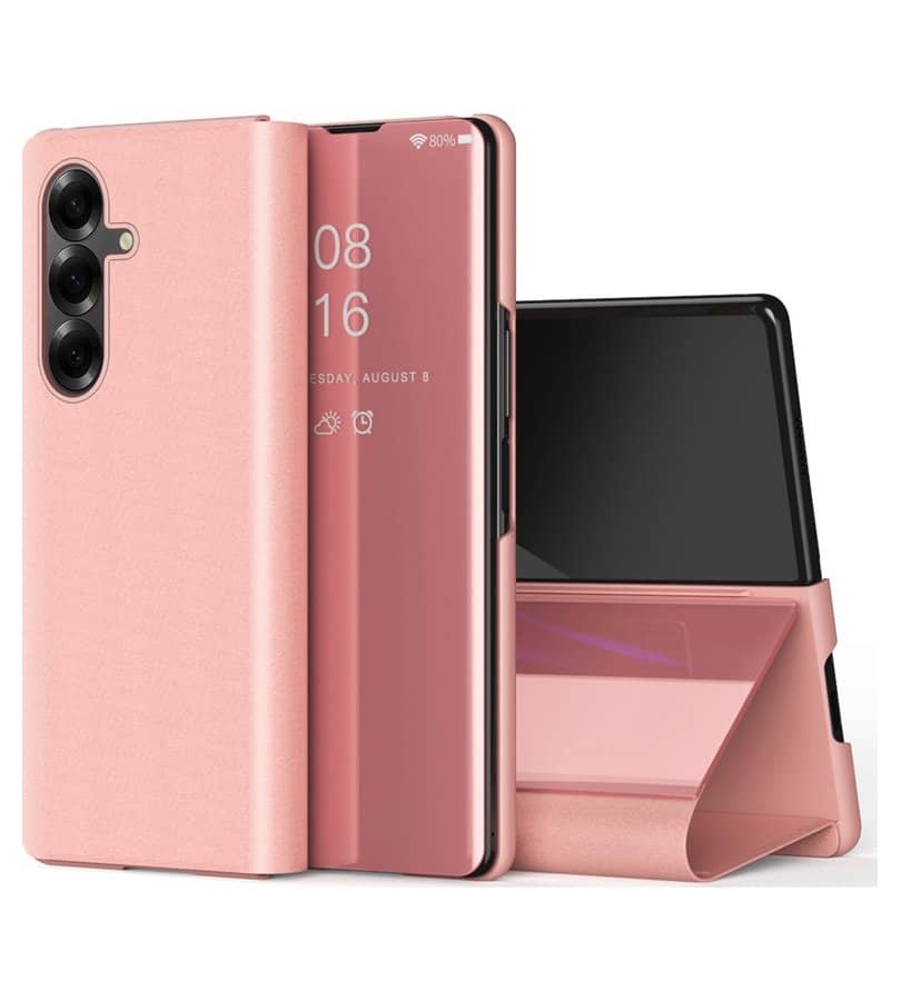 Кожен Калъф с Поставка за Samsung Z Fold 7, GKK Leather Case, Розов (9)