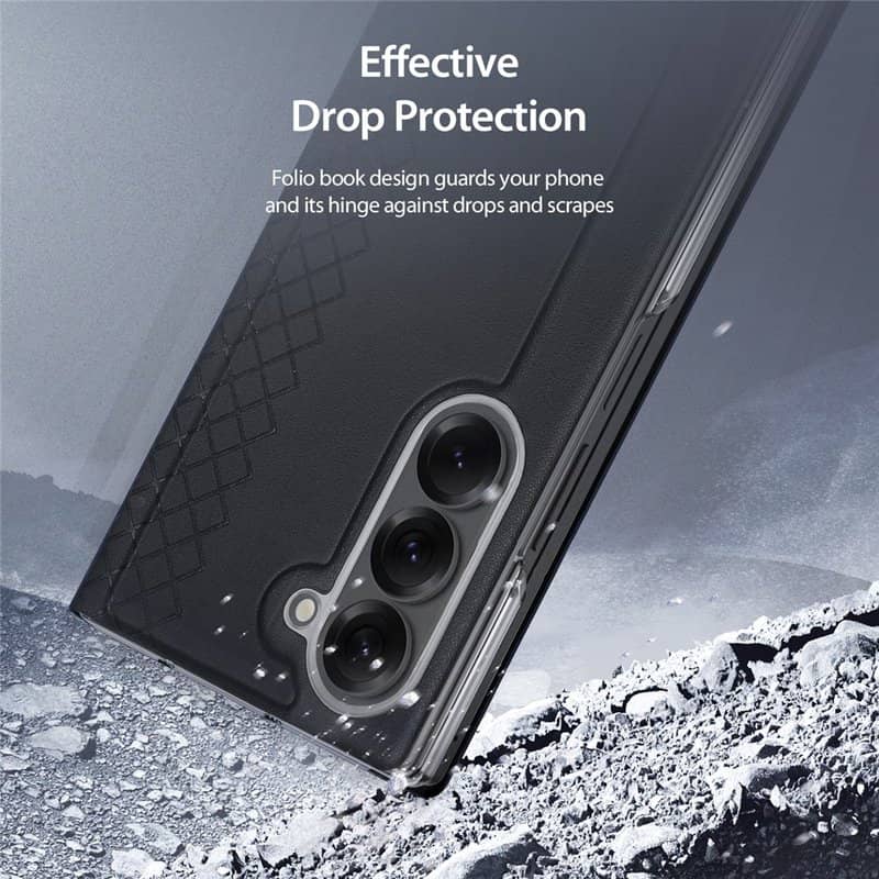 Кожен Калъф за Samsung Z Fold 7, Dux Ducis Bril Case, Черен (20)