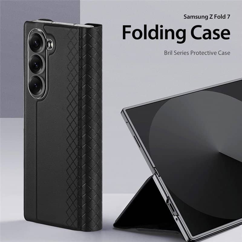 Кожен Калъф за Samsung Z Fold 7, Dux Ducis Bril Case, Черен (15)