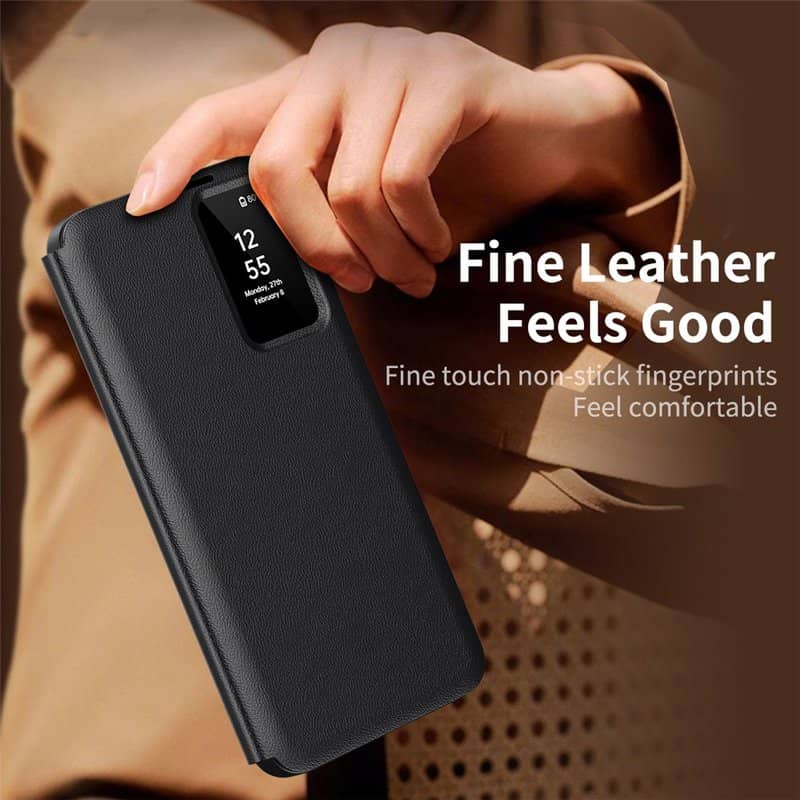 Активен Калъф за Samsung S23 Ultra, Smart Wallet Book Case, Черен (12)