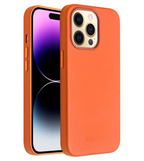 Magsafe Калъф за iPhone 14 Pro, Qialino Leather Case, Оранжев