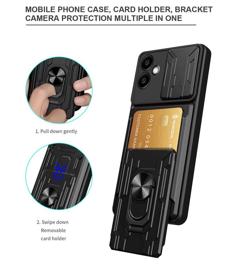 Калъф с Предпазител за Камера и Стойка за Samsung A06, Kickstand Pro Case, Черен (12)