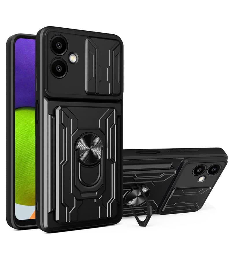 Калъф с Предпазител за Камера и Стойка за Samsung A06, Kickstand Pro Case, Черен (8)
