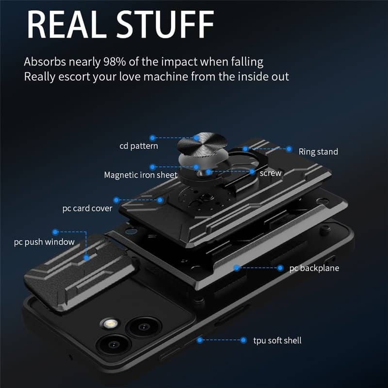 Калъф с Предпазител за Камера и Стойка за Samsung A06, Kickstand Pro Case, Черен (15)