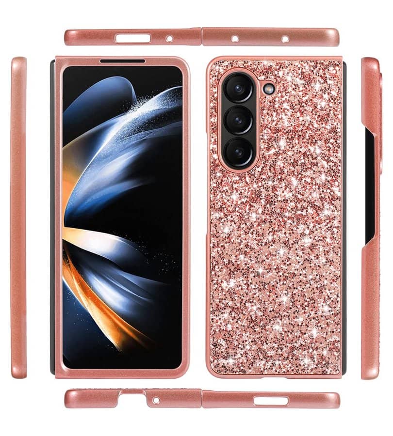 Калъф с Блестяща Декорация за Samsung Z Fold 6, Glitter Electroplating Case, Розов (13)