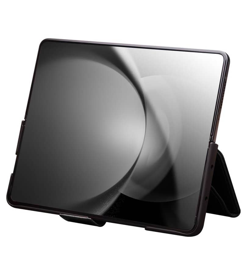 Кожен Калъф за Samsung Z Fold 6, Qialino Book Case, Черен (8)