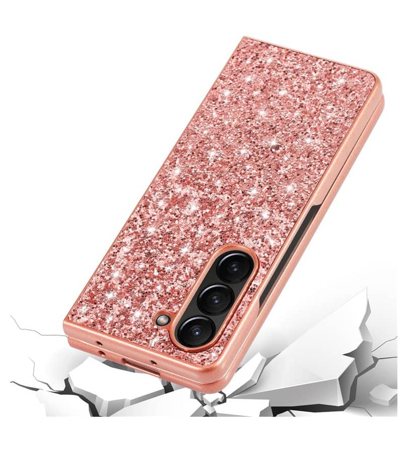 Калъф с Блестяща Декорация за Samsung Z Fold 6, Glitter Electroplating Case, Розов (9)