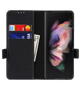 Кожен Калъф с S-Pen Поставка за Samsung Z Fold 3, GKK Leather Case, Черен (17)