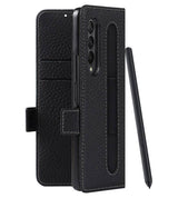 Кожен Калъф с S-Pen Поставка за Samsung Z Fold 3, GKK Leather Case, Черен (16)