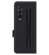 Кожен Калъф с S-Pen Поставка за Samsung Z Fold 3, GKK Leather Case, Черен (15)