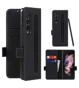 Кожен Калъф с S-Pen Поставка за Samsung Z Fold 3, GKK Leather Case, Черен (9)
