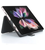 Кожен Калъф с S-Pen Поставка за Samsung Z Fold 3, GKK Leather Case, Черен (12)
