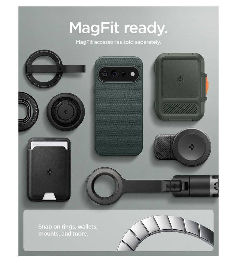 Magsafe Калъф за Google Pixel 11 Pro, Spigen Liquid Air Mag Fit Case Abyss Green, Зелен (10)