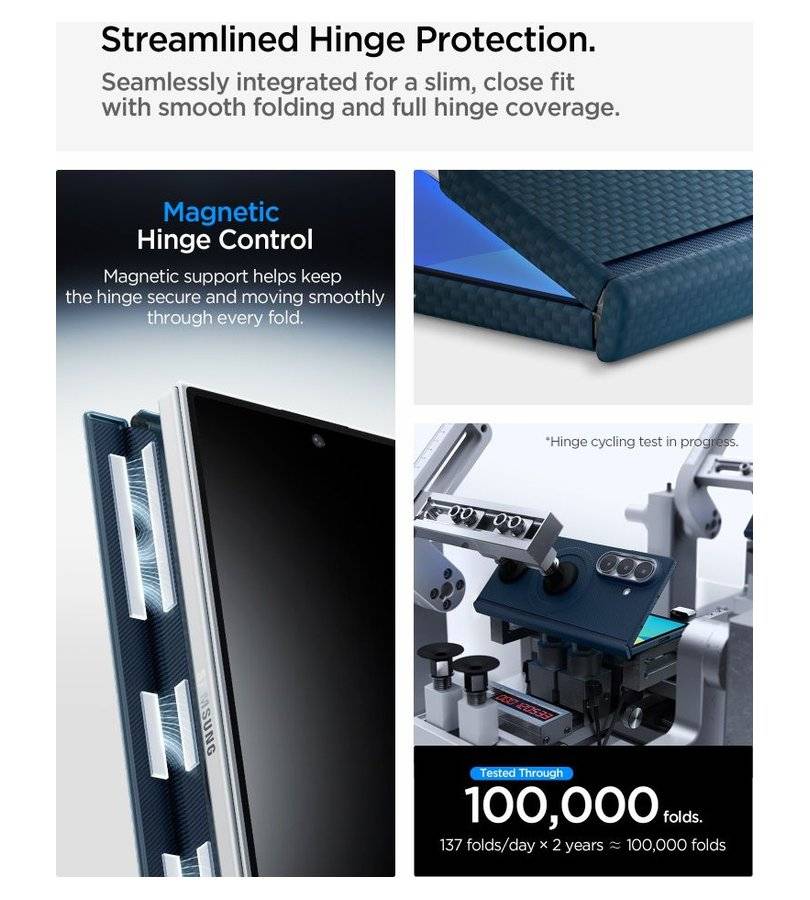 Magsafe калъф за Samsung Z Fold 8 Ultra, Spigen Airskin Aramid Mag Fit Case, Син (2)
