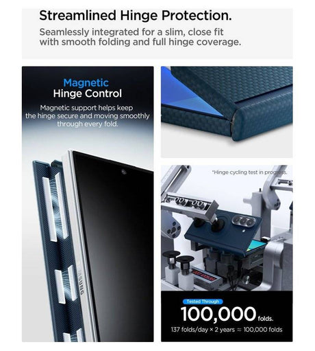 Magsafe калъф за Samsung Z Fold 8 Ultra, Spigen Airskin Aramid Mag Fit Case, Син (2)