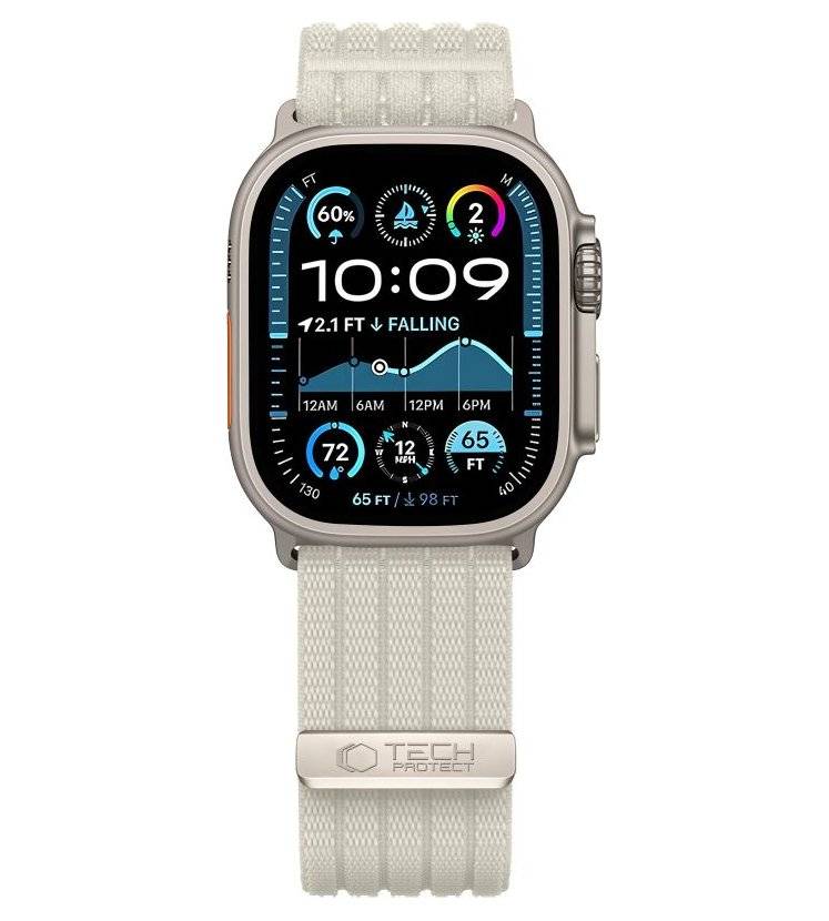 Текстилна Каишка за Apple Watch 44/ 45/ 46/ 49mm, Tech-Protect Nylon Sport Band, Бежов (3)
