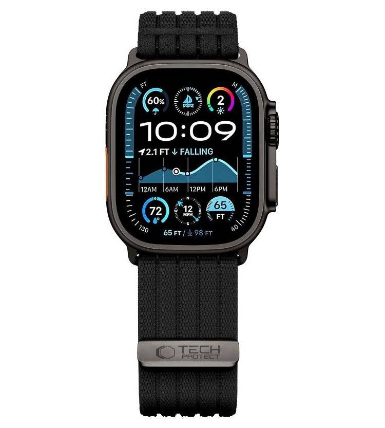 Текстилна Каишка за Apple Watch 44/ 45/ 46/ 49mm, Tech-Protect Nylon Sport Band, Черен (3)