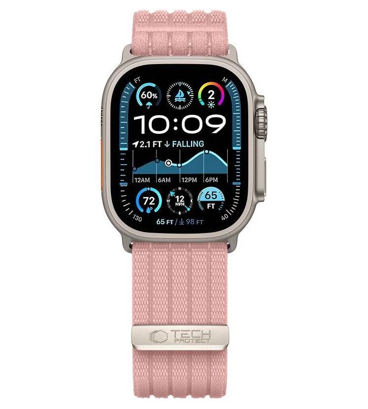 Текстилна Каишка за Apple Watch 44/ 45/ 46/ 49mm, Tech-Protect Nylon Sport Band, Розов (3)