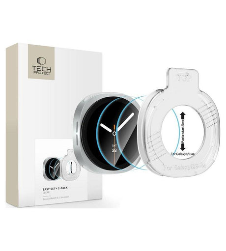 Стъклен Протектор за Samsung Watch 8/ 9 44mm, Tech-Protect Easy Set+ Glass 2бр., Прозрачен