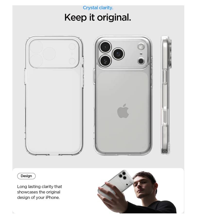 Противоударен Калъф за iPhone 17 Pro Max, Spigen Ultra Hybrid Case, Прозрачен (5)