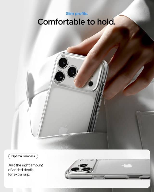 Противоударен Калъф за iPhone 17 Pro Max, Spigen Ultra Hybrid Case, Прозрачен (8)
