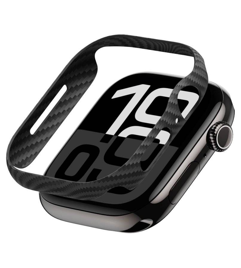 Карбонов Калъф за Apple Watch 11/10 46mm, Pitaka Air Case Black/Grey Twiil, Черен (2)