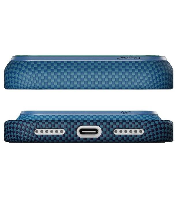 Magsafe Калъф за iPhone 18 Pro/ 17 Pro, Pitaka Edge Case Moonrise2.0 1001 Nights Midnight-01, Син (4)