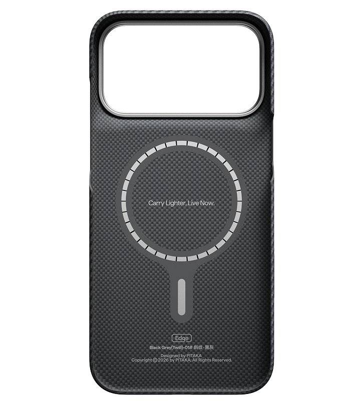 Magsafe Калъф за iPhone 18 Pro/ 17 Pro, Pitaka Edge Case Black/Grey, Черен (3)