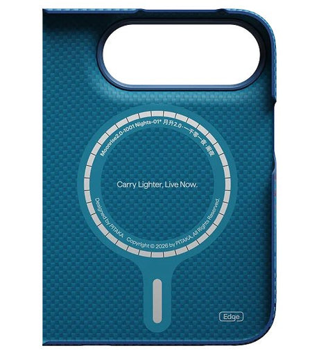 Magsafe Калъф за iPhone Duo, Pitaka Edge Case Moonrise2.0 1001 Nights Midnight-01, Син (3)
