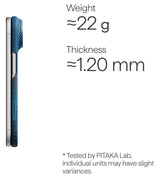 Magsafe Калъф за iPhone Duo, Pitaka Edge Case Moonrise2.0 1001 Nights Midnight-01, Син (4)