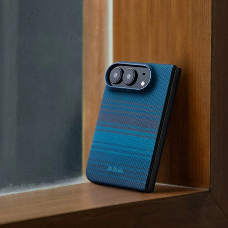 Magsafe Калъф за iPhone Duo, Pitaka Edge Case Moonrise2.0 1001 Nights Midnight-01, Син (8)